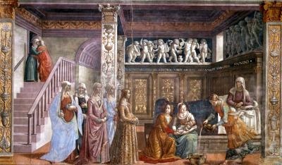 Narození Panny Marie, Domenico Ghirlandaio, 1485 / Wikimedia